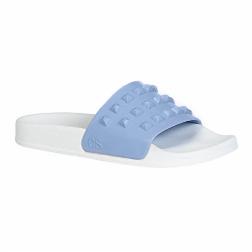 NEW CARMEN SOL women franco white slides in baby blue